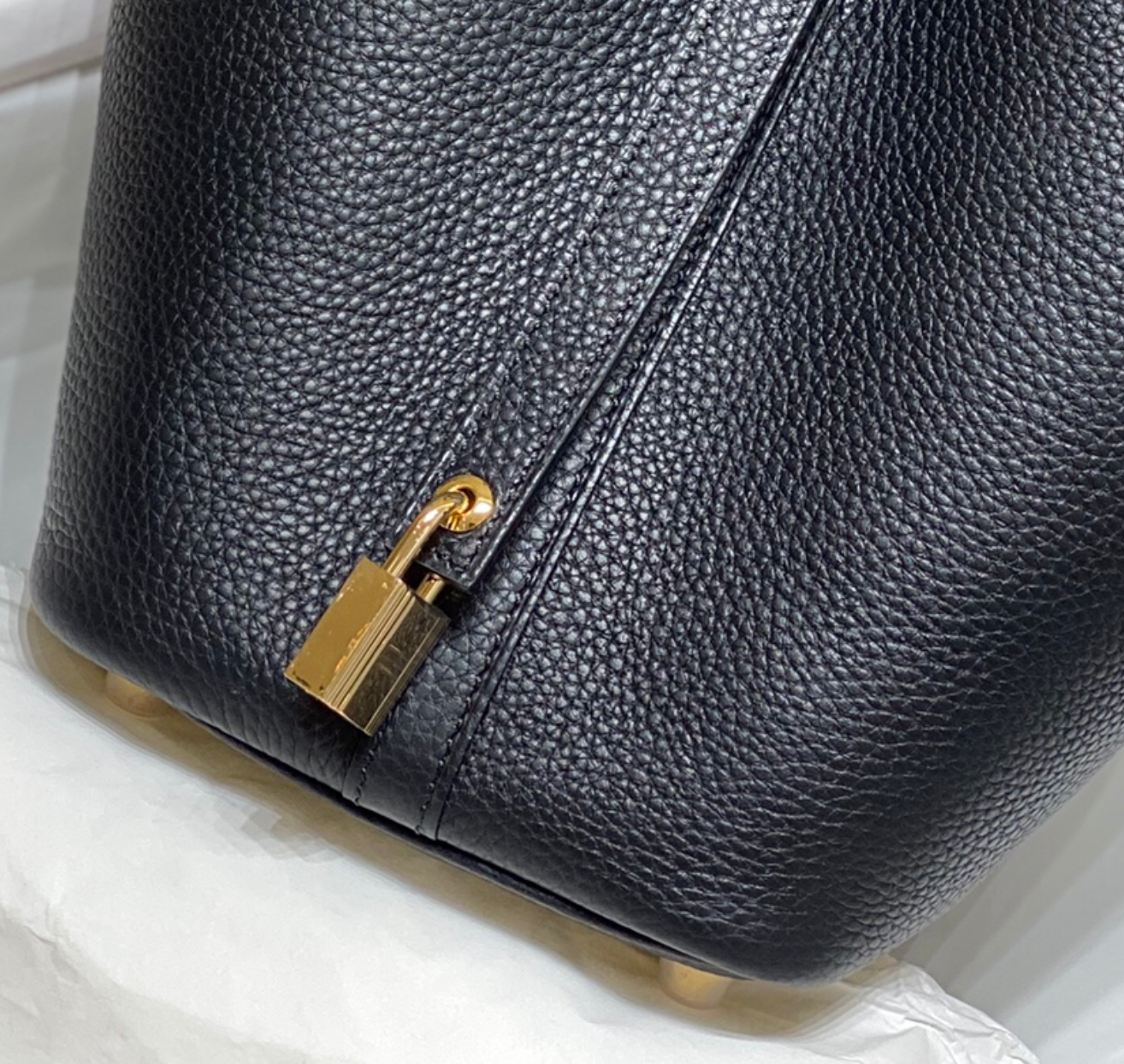 Lock Leather Bucket Bag