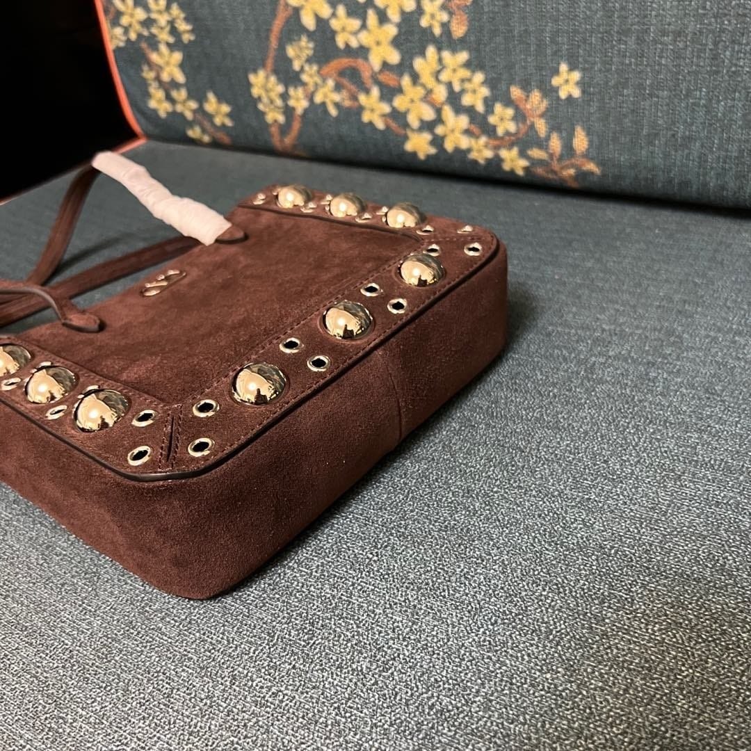 V Studded Leather Tote
