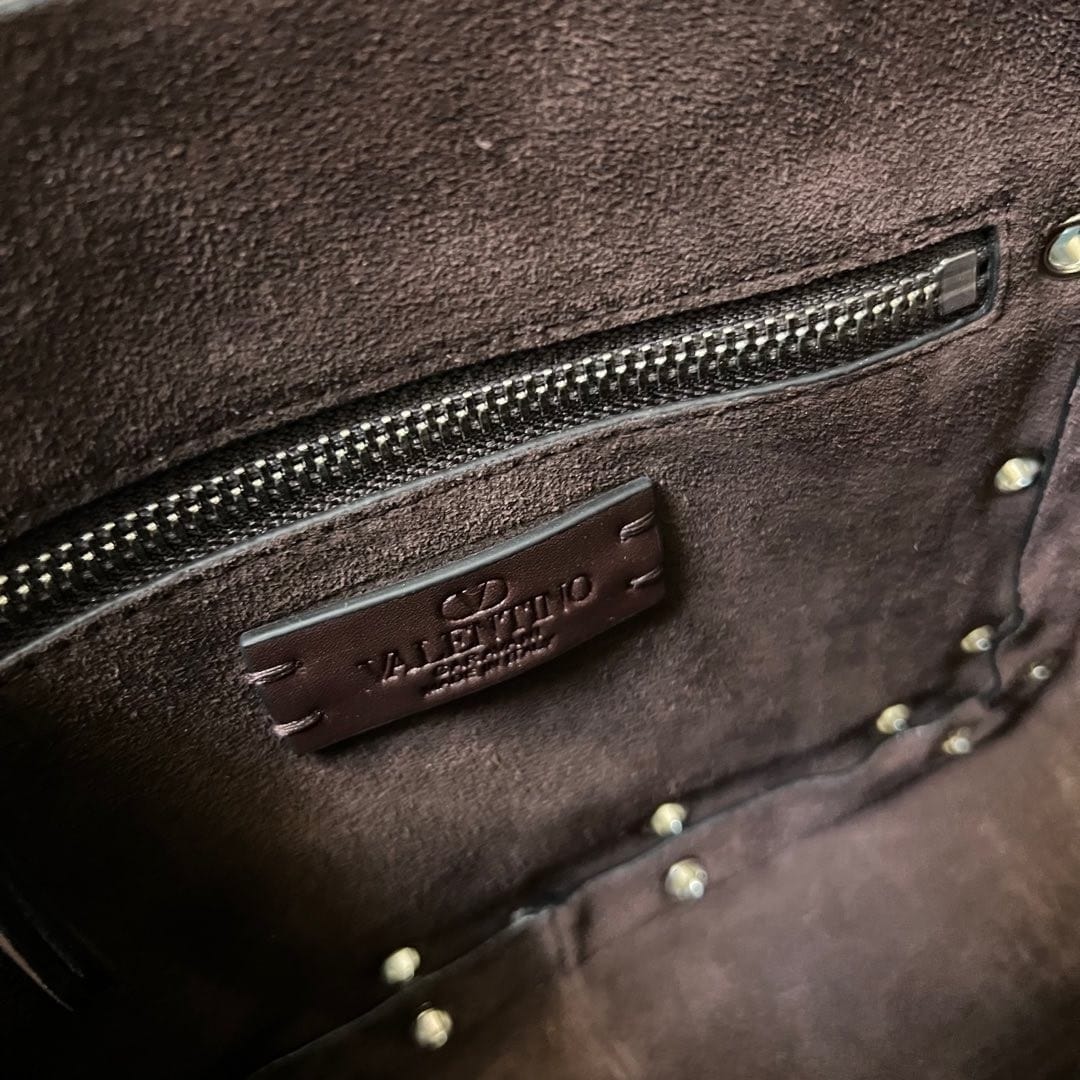 V Studded Leather Tote