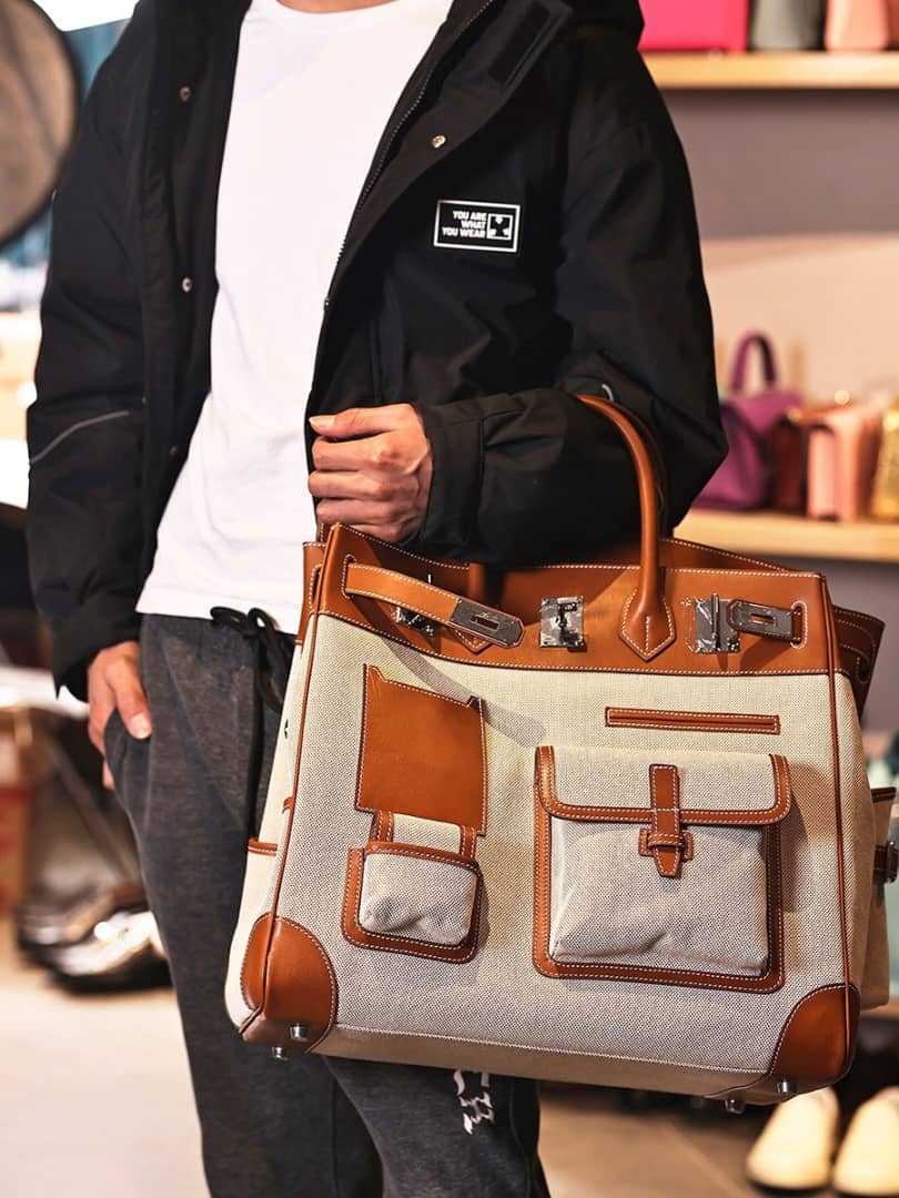 Weekender Swift Leather & Canvas Bag