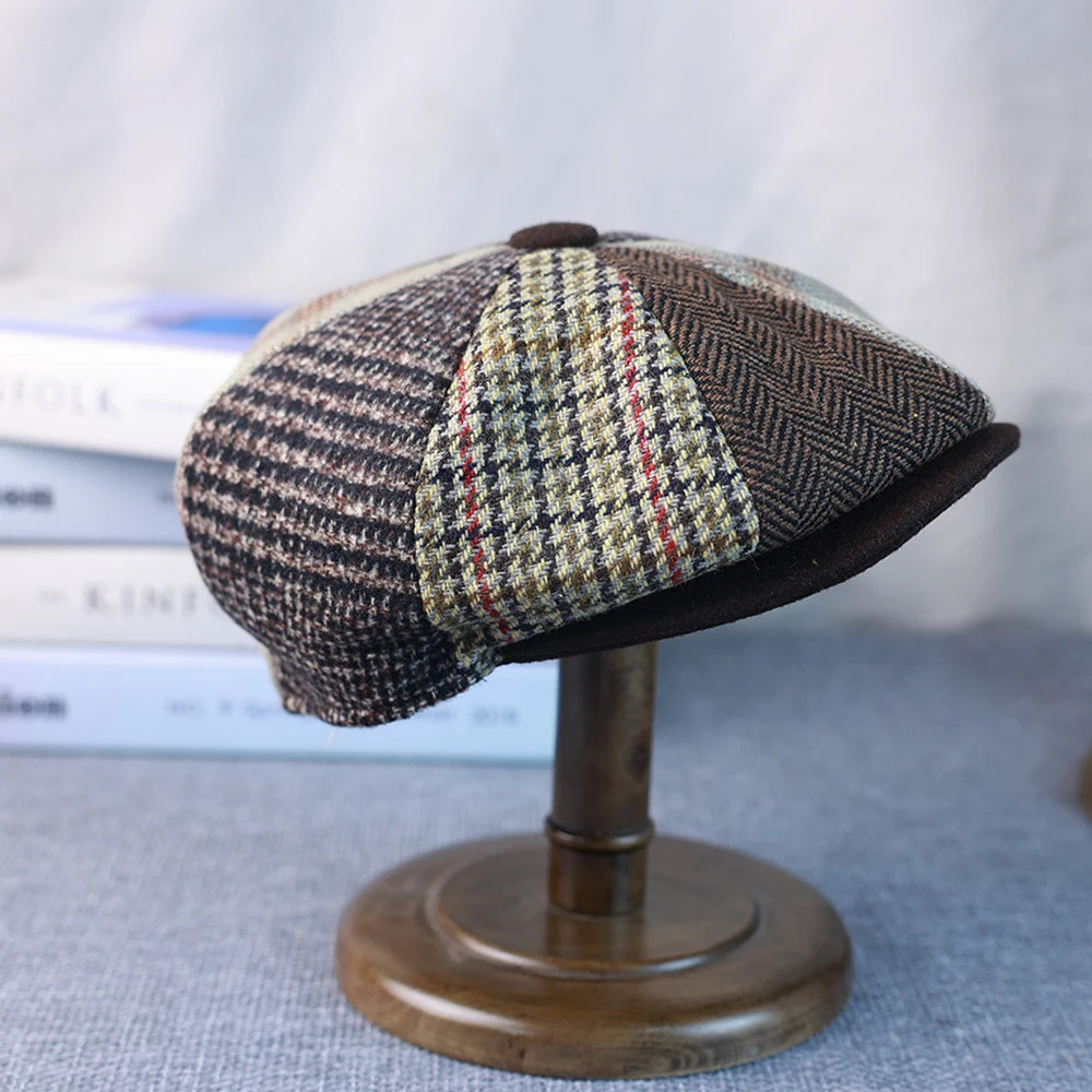 Wool Patchwork Newsboy Cap (Unisex)