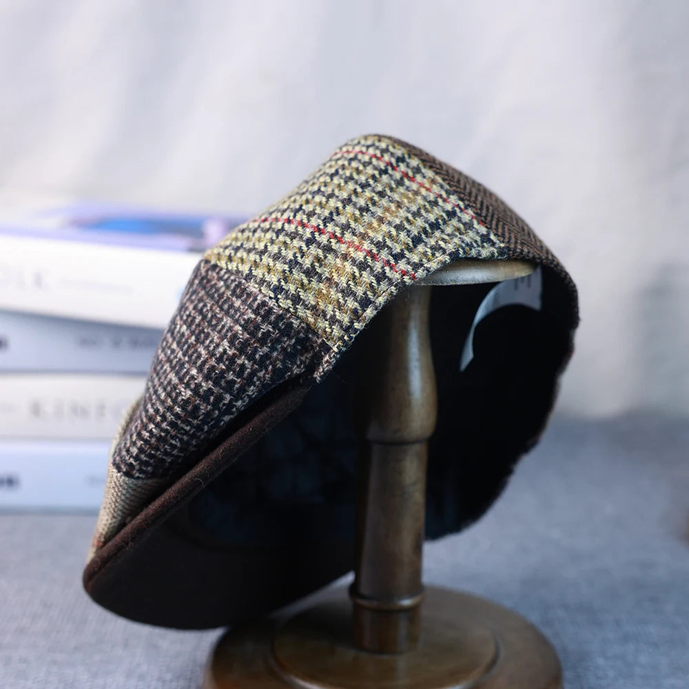 Wool Patchwork Newsboy Cap (Unisex)