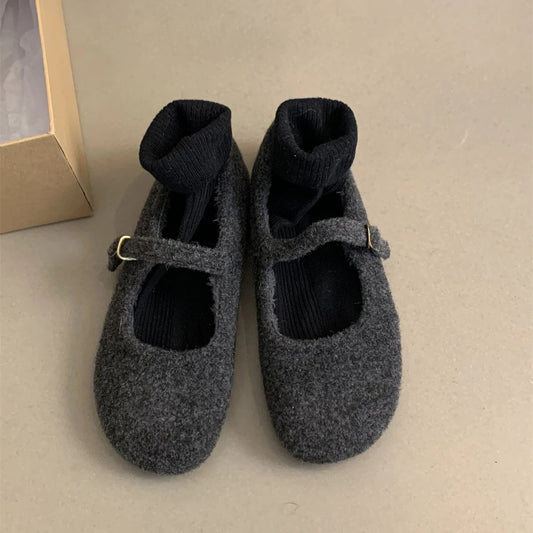 Warm Wool Plush Ballet Flats