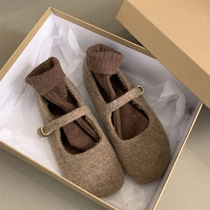 Warm Wool Plush Ballet Flats