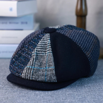 Wool Patchwork Newsboy Cap (Unisex)