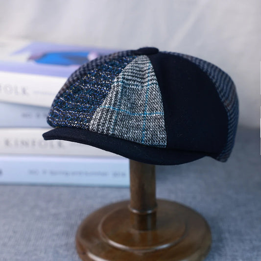 Wool Patchwork Newsboy Cap (Unisex)