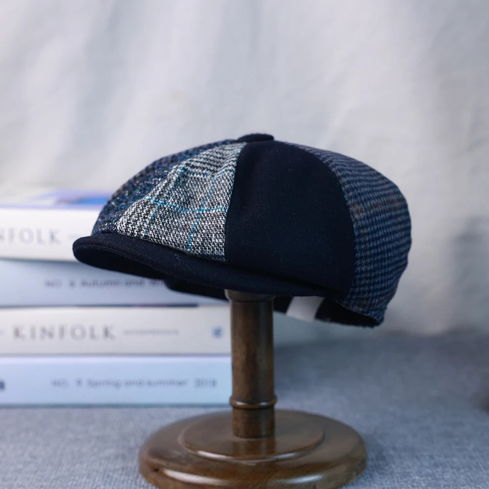 Wool Patchwork Newsboy Cap (Unisex)