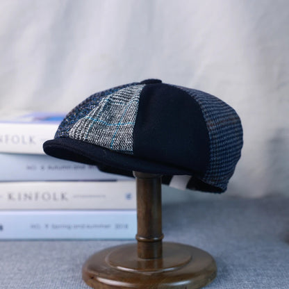Wool Patchwork Newsboy Cap (Unisex)