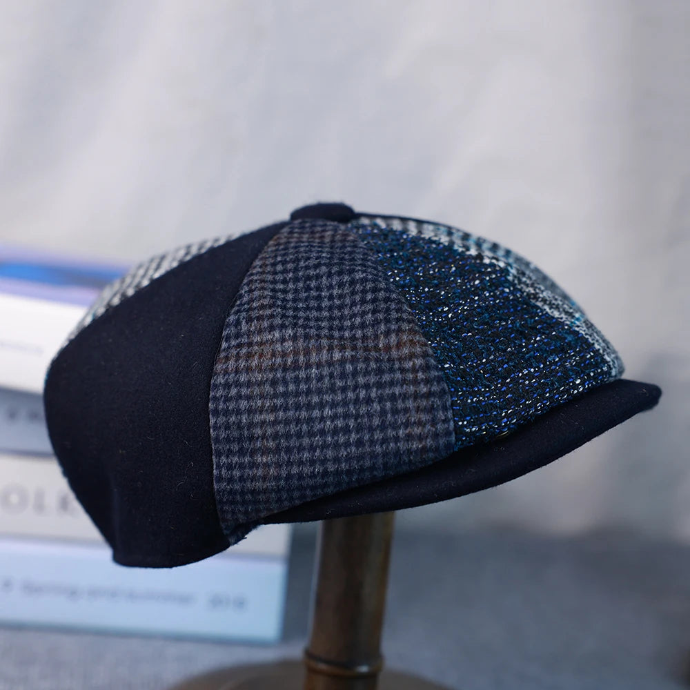 Wool Patchwork Newsboy Cap (Unisex)
