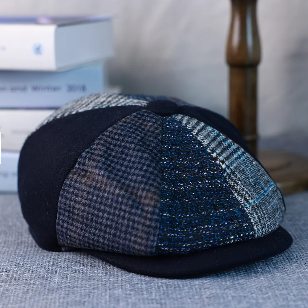 Wool Patchwork Newsboy Cap (Unisex)