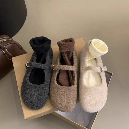 Warm Wool Plush Ballet Flats