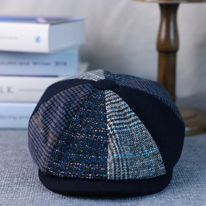 Wool Patchwork Newsboy Cap (Unisex)