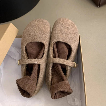 Warm Wool Plush Ballet Flats