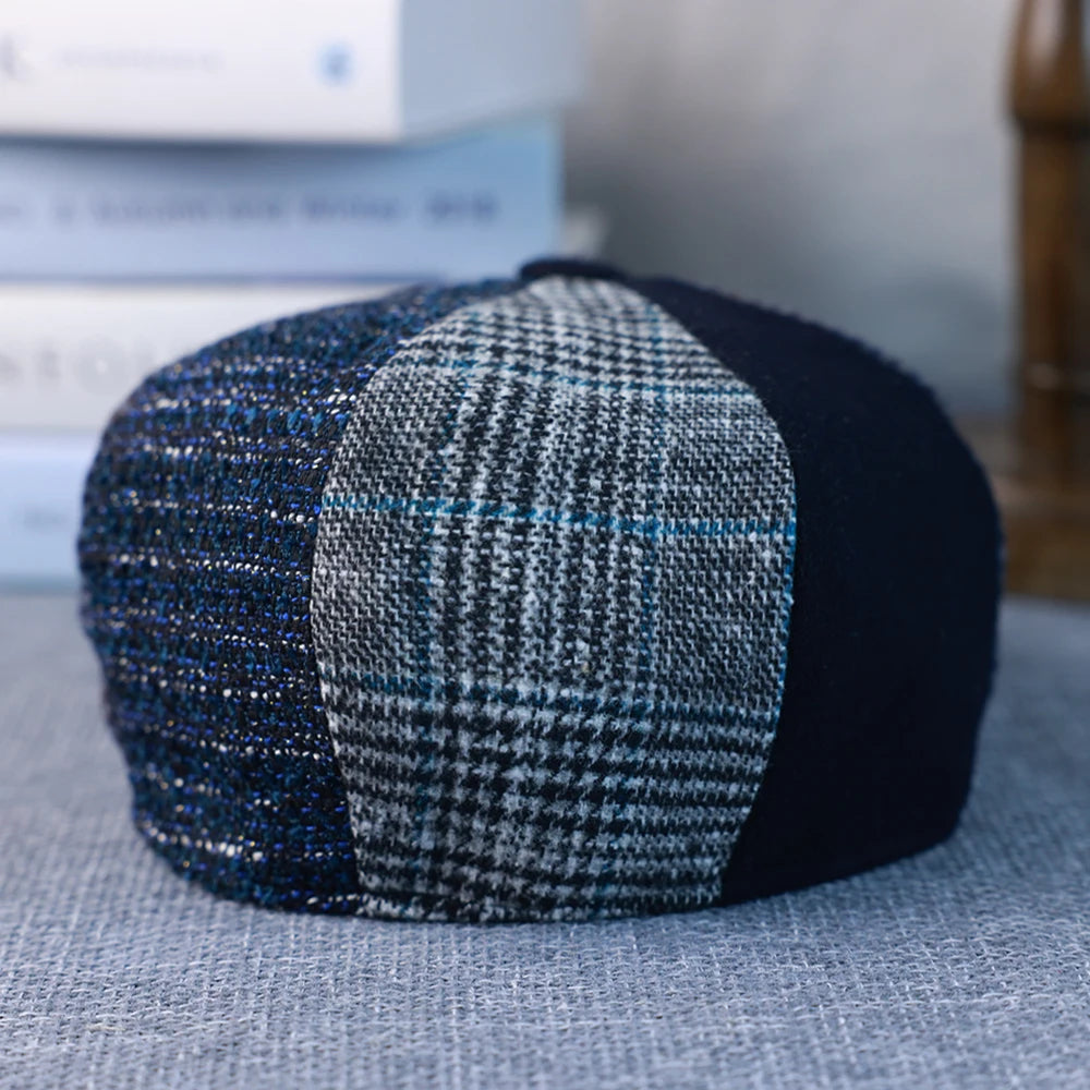 Wool Patchwork Newsboy Cap (Unisex)