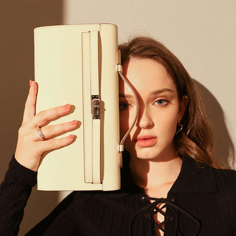 Top-Handle Leather Clutch