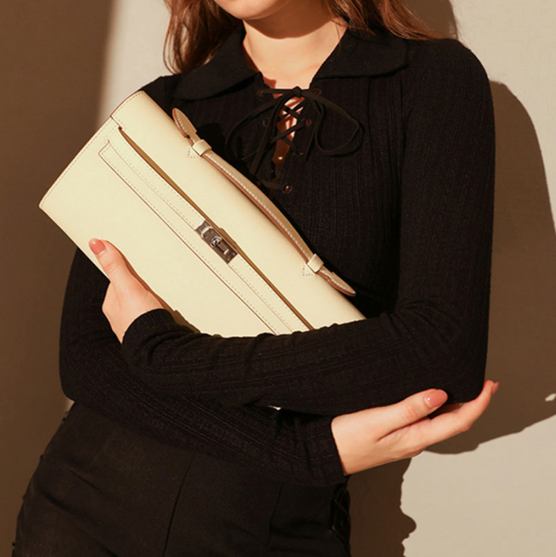 Top-Handle Leather Clutch