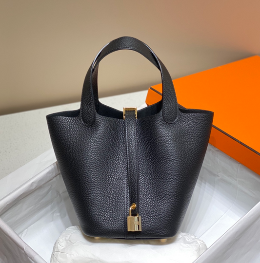Lock Leather Bucket Bag