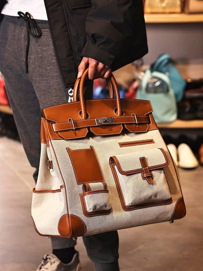 Weekender Swift Leather &amp; Canvas Bag