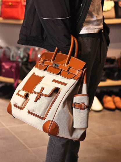 Weekender Swift Leather &amp; Canvas Bag