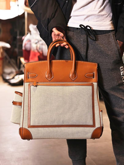 Weekender Swift Leather &amp; Canvas Bag