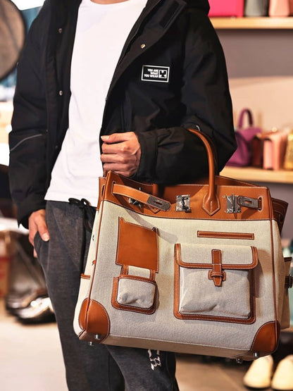 Weekender Swift Leather &amp; Canvas Bag